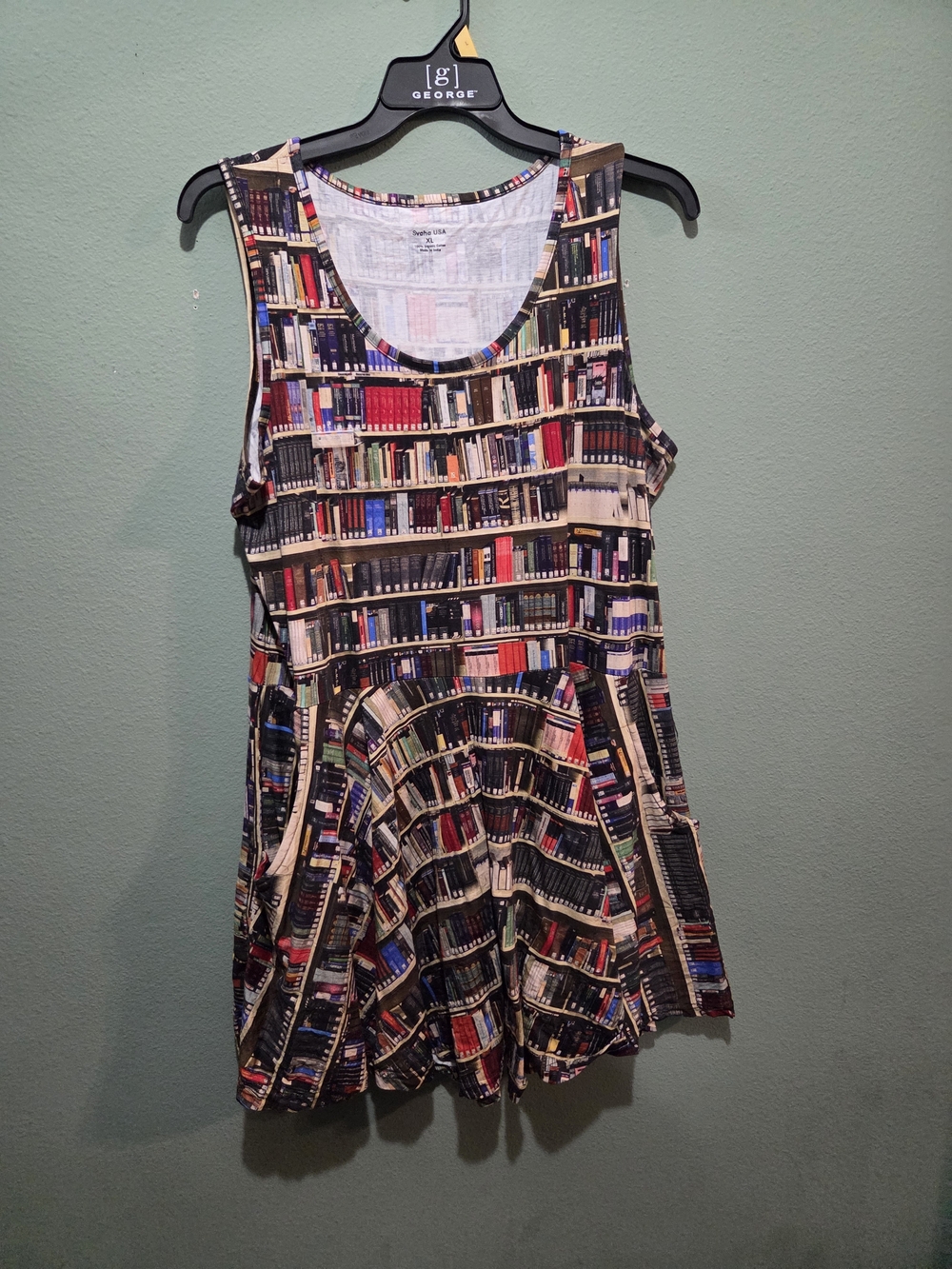 Like New Svaha Library Bookcase Print Tank Skater Dress XL